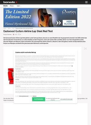 Bonedo.de Eastwood Guitars Airline Lap Steel Red Bonedo.de Eastwood Guitars Airline Lap Steel Red