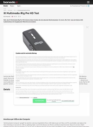 Bonedo.de IK Multimedia iRig Pre HD Bonedo.de IK Multimedia iRig Pre HD