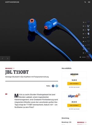 Kopfhoerer.de JBL by Harman T-110BT Blue Kopfhoerer.de JBL by Harman T-110BT Blue
