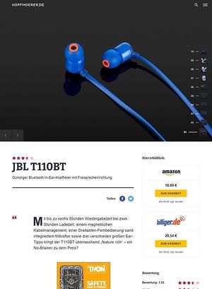 Kopfhoerer.de JBL by Harman T-110BT Blue Kopfhoerer.de JBL by Harman T-110BT Blue