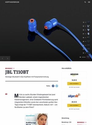Kopfhoerer.de JBL by Harman T-110BT Blue Kopfhoerer.de JBL by Harman T-110BT Blue