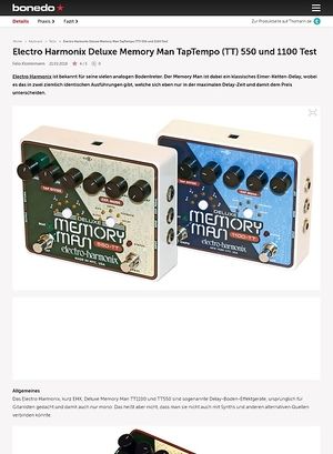 Bonedo.de Electro Harmonix Deluxe Memory Man TapTempo (TT) 550 und 1100 Bonedo.de Electro Harmonix Deluxe Memory Man TapTempo (TT) 550 und 1100