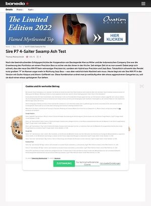 Bonedo.de Sire P7 4-Saiter Swamp Ash Bonedo.de Sire P7 4-Saiter Swamp Ash