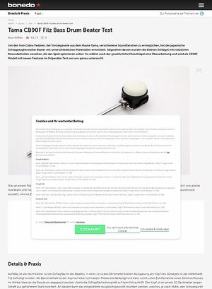 Bonedo.de Tama CB90F Filz Bass Drum Beater Bonedo.de Tama CB90F Filz Bass Drum Beater