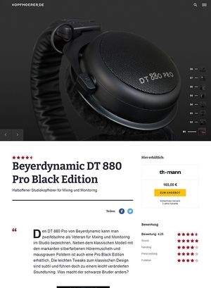 Kopfhoerer.de Beyerdynamic DT-880 Pro Black Edition Kopfhoerer.de Beyerdynamic DT-880 Pro Black Edition