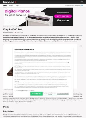 Bonedo.de Korg Pa1000 Bonedo.de Korg Pa1000
