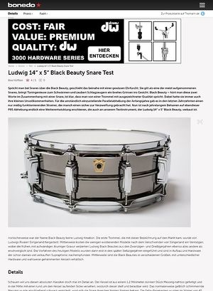 Bonedo.de Ludwig 14 x 5 Black Beauty Snare Bonedo.de Ludwig 14 x 5 Black Beauty Snare