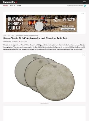 Bonedo.de Remo Classic Fit 14 Ambassador und Fiberskyn Felle Bonedo.de Remo Classic Fit 14 Ambassador und Fiberskyn Felle