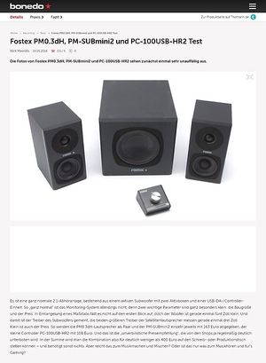 Bonedo.de Fostex PM0.3dH, PM-SUBmini2 und PC-100USB-HR2 Bonedo.de Fostex PM0.3dH, PM-SUBmini2 und PC-100USB-HR2