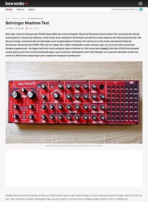 Bonedo.de Behringer Neutron Bonedo.de Behringer Neutron