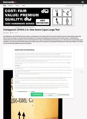 Bonedo.de Schlagwerk CP404 2IN-ONE Snare Cajon Bonedo.de Schlagwerk CP404 2IN-ONE Snare Cajon
