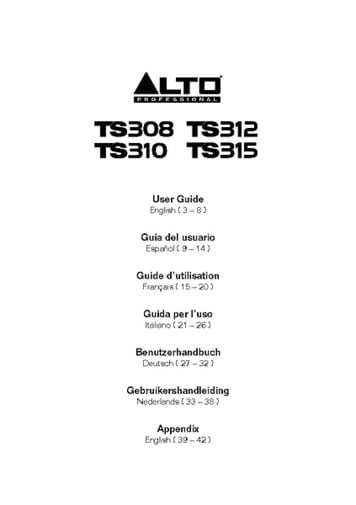 alto ts315 dimensions