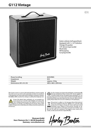 harley benton 1x12 v30