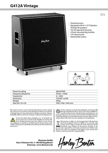 harley benton 4x12 vintage 30