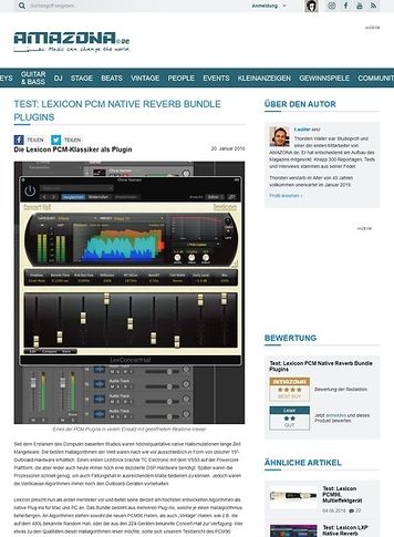 Amazona.de Test: Lexicon PCM Native Reverb Bundle Amazona.de Test: Lexicon PCM Native Reverb Bundle