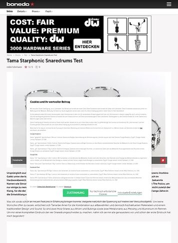 Bonedo.de Tama Starphonic Snaredrums Bonedo.de Tama Starphonic Snaredrums