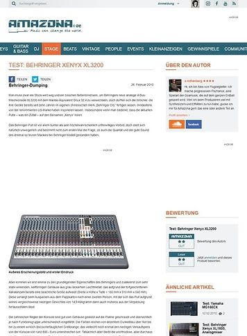Amazona.de Test: Behringer Xenyx XL3200 Amazona.de Test: Behringer Xenyx XL3200