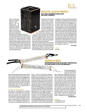 Sticks Grover Performance Snare-Teppiche Club Dark & Club Bright Sticks Grover Performance Snare-Teppiche Club Dark & Club Bright