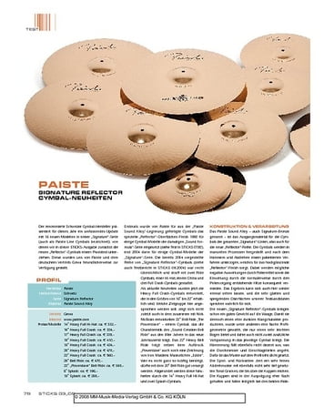 Sticks Paiste Signature Reflector Cymbal-Neuheiten Sticks Paiste Signature Reflector Cymbal-Neuheiten