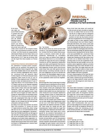 Sticks Meinl Generation X Trash Hat & Jingle Filter Chinas Sticks Meinl Generation X Trash Hat & Jingle Filter Chinas