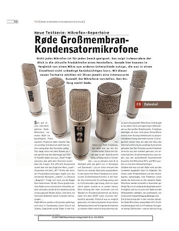 Sound & Recording Rode Großmembran-Kondensatormikrofone Sound & Recording Rode Großmembran-Kondensatormikrofone