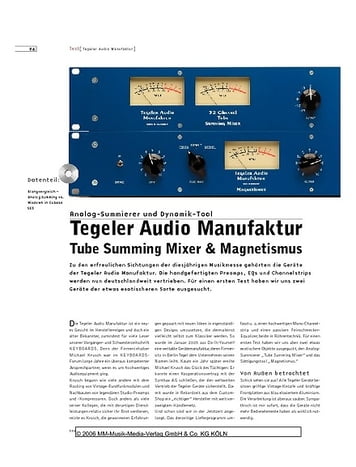 Sound & Recording Tegeler Audio Manufaktur Tube Summing Mixer & Magnetismus Sound & Recording Tegeler Audio Manufaktur Tube Summing Mixer & Magnetismus