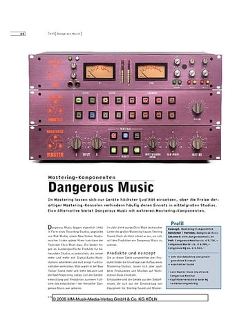 Sound & Recording Dangerous Music Sound & Recording Dangerous Music