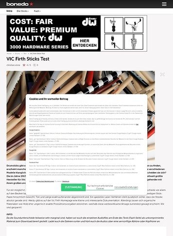 Bonedo.de VIC Firth Stick Test Bonedo.de VIC Firth Stick Test