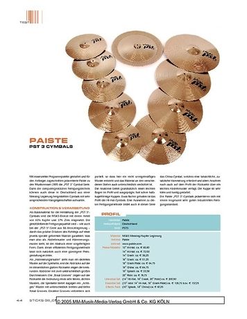 Sticks Paiste PST 3 Cymbals Sticks Paiste PST 3 Cymbals
