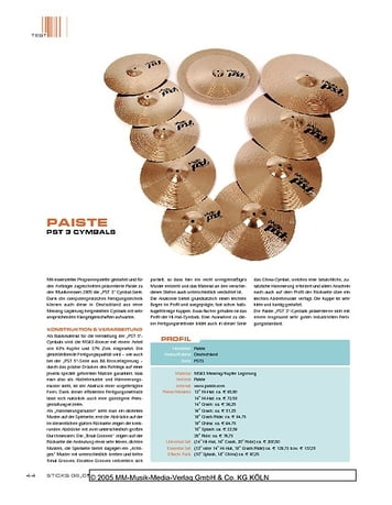 Sticks Paiste PST 3 Cymbals Sticks Paiste PST 3 Cymbals