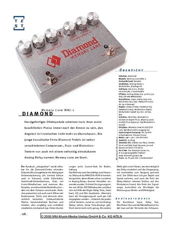 Gitarre & Bass Diamond Memory Lane MNL-1, Delay & Vibrato Bodeneffekt Gitarre & Bass Diamond Memory Lane MNL-1, Delay & Vibrato Bodeneffekt