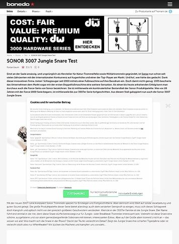 Bonedo.de Sonor Jungle Snare Bonedo.de Sonor Jungle Snare