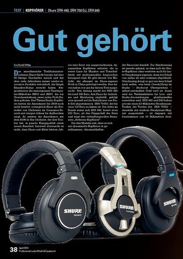 Professional Audio Shure SRH 440, SRH 750 DJ, SRH 840 Professional Audio Shure SRH 440, SRH 750 DJ, SRH 840