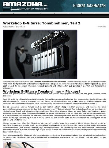 Amazona.de Workshop: Guitar know-how - Tonabnehmer, Teil 2 Amazona.de Workshop: Guitar know-how - Tonabnehmer, Teil 2
