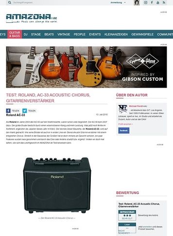 Amazona.de Test: Roland, AC-33 Acoustic Chorus, Gitarrenverstärker Amazona.de Test: Roland, AC-33 Acoustic Chorus, Gitarrenverstärker