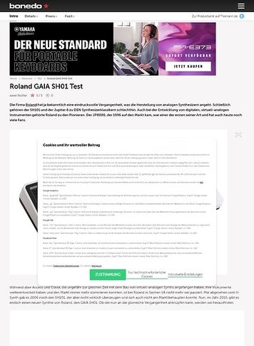Bonedo.de Roland GAIA SH01 Bonedo.de Roland GAIA SH01