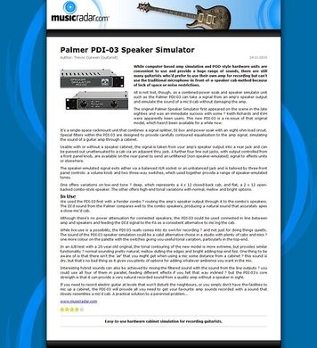 MusicRadar.com Palmer PDI-03 Speaker Simulator MusicRadar.com Palmer PDI-03 Speaker Simulator