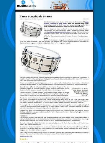 MusicRadar.com Tama Starphonic Snares MusicRadar.com Tama Starphonic Snares