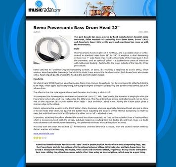 MusicRadar.com Remo Powersonic Bass Drum Head 22 MusicRadar.com Remo Powersonic Bass Drum Head 22