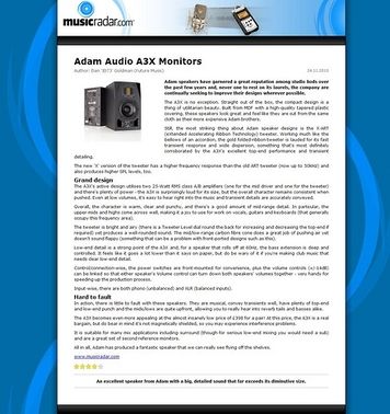 MusicRadar.com Adam Audio A3X Monitors MusicRadar.com Adam Audio A3X Monitors