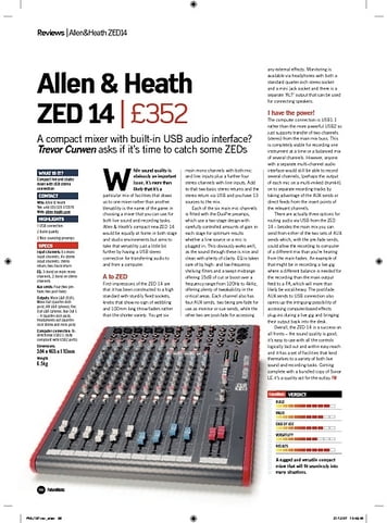 Future Music Allen and Heath ZED 14 Future Music Allen and Heath ZED 14