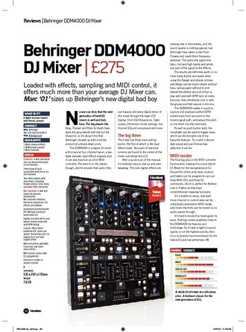 Future Music Behringer DDM4000 DJ Mixer Future Music Behringer DDM4000 DJ Mixer