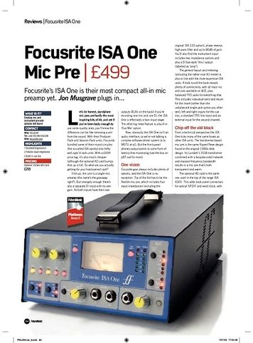 Future Music Focusrite ISA One Mic Pre Future Music Focusrite ISA One Mic Pre