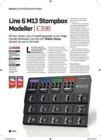 Future Music Line 6 M13 Stompbox Modeller Future Music Line 6 M13 Stompbox Modeller