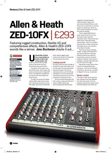 Future Music Allen and Heath ZED10FX Future Music Allen and Heath ZED10FX