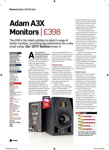 Future Music Adam A3X Monitors Future Music Adam A3X Monitors