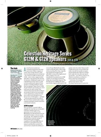 Guitarist Celestion Heritage Series G12H speakers Guitarist Celestion Heritage Series G12H speakers