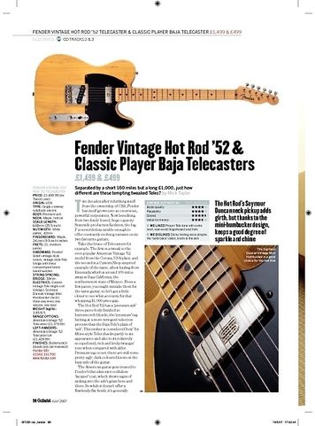 Guitarist Fender Vintage Classic Player Baja Telecaster Guitarist Fender Vintage Classic Player Baja Telecaster