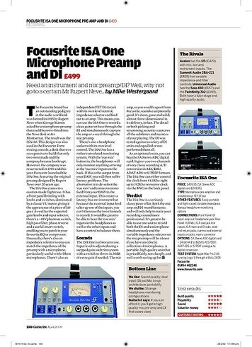 Guitarist Focusrite ISA One Microphone Preamp and DI Guitarist Focusrite ISA One Microphone Preamp and DI