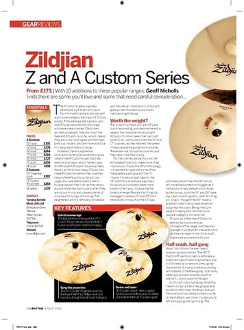 Rhythm Zildjian Z and A Custom Series Rhythm Zildjian Z and A Custom Series